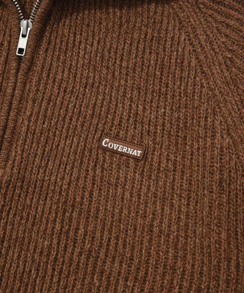COVERNAT Authentic Wappen Half Zip Knit Brown