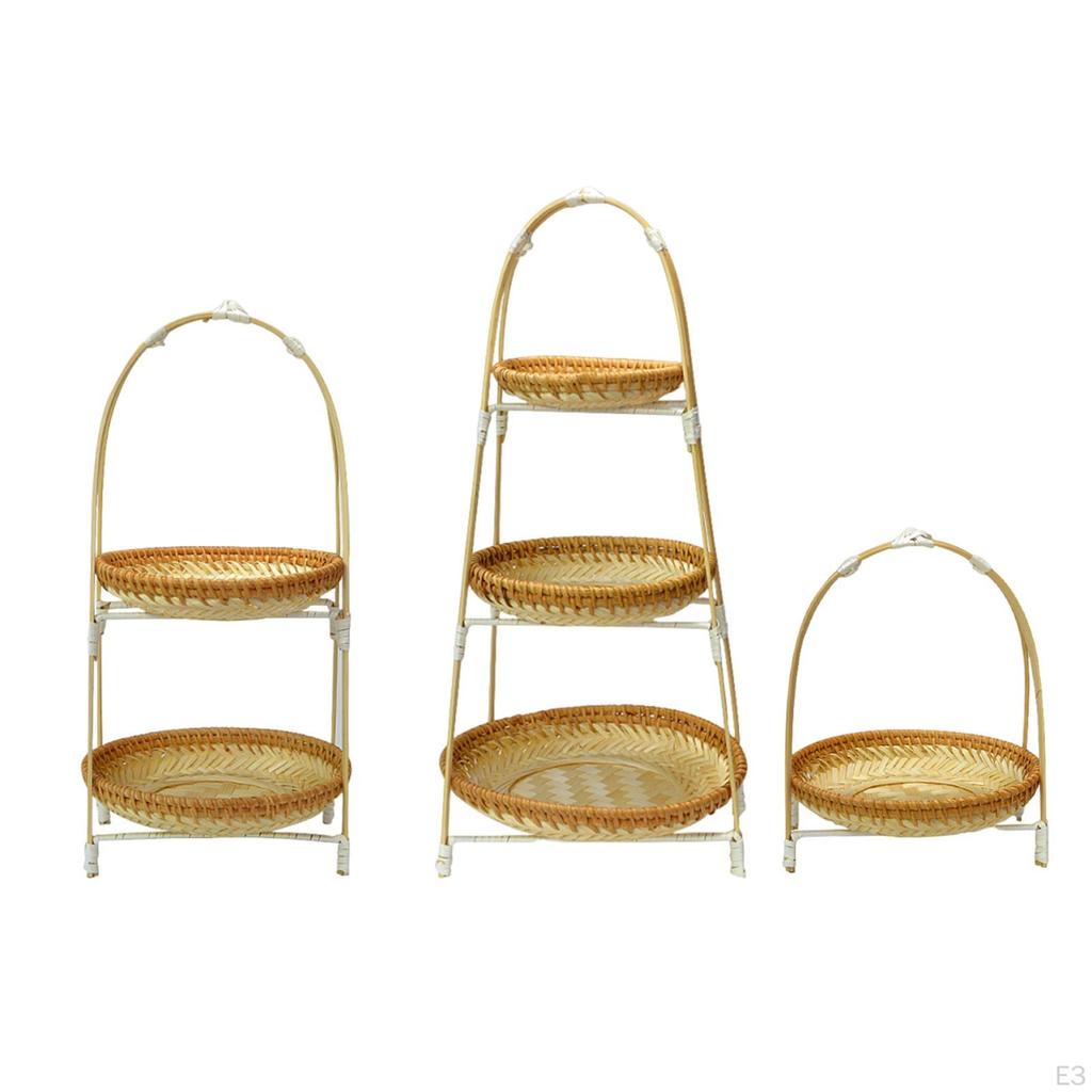 Bambuskorb Tablett Obstständer Servieren Handgefertigt Gewebt Aufbewahrung für Festival