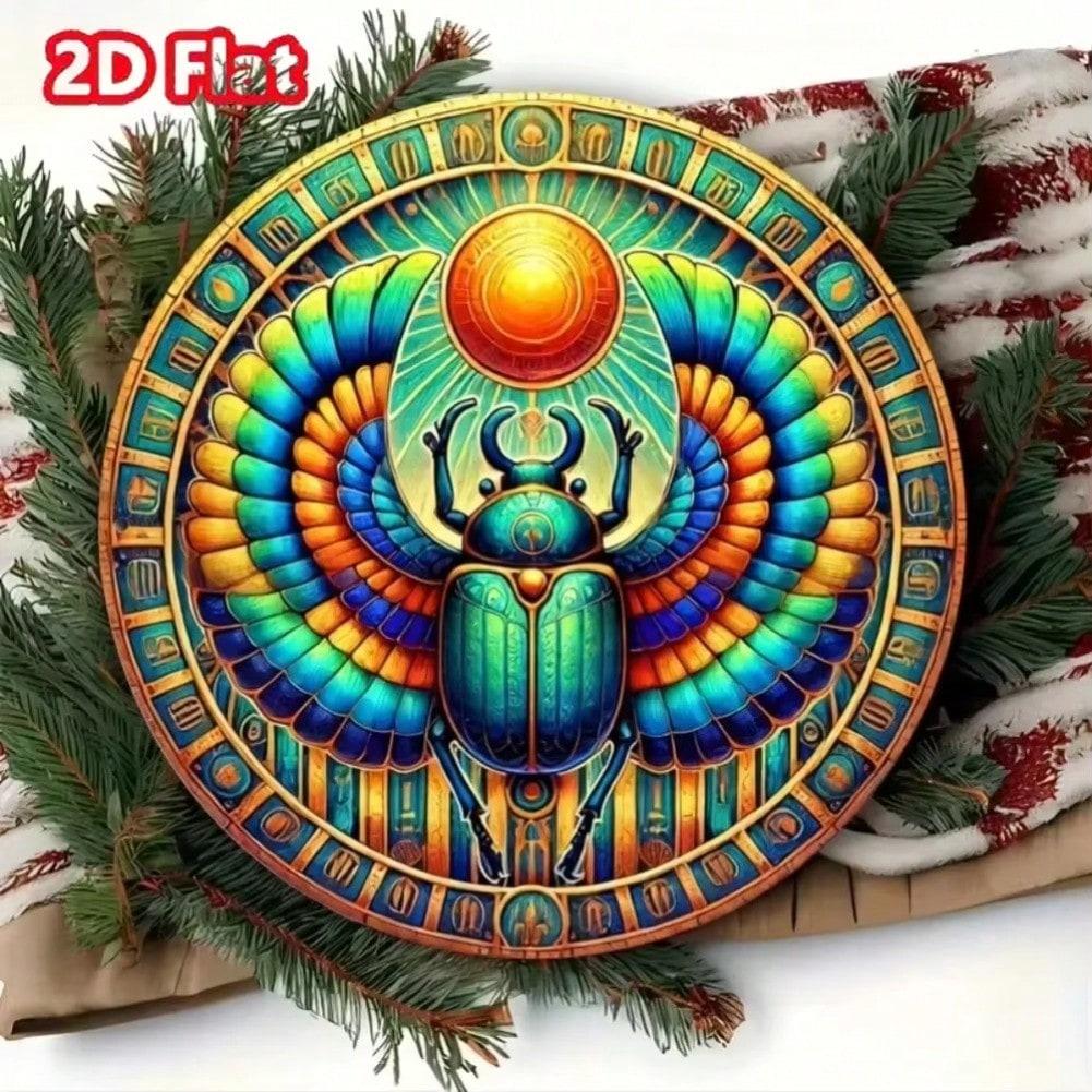 Винтажное египетское металлическое настенное искусство в виде скарабея 8x8 дюймов Декор для дома 20x20 разноцветный