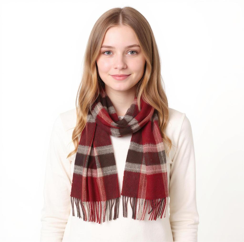 Hamilton Kilts Szalik Tartan z 100% Wełny Jagnięcej, Zimowa Stola z Długimi Frędzlami