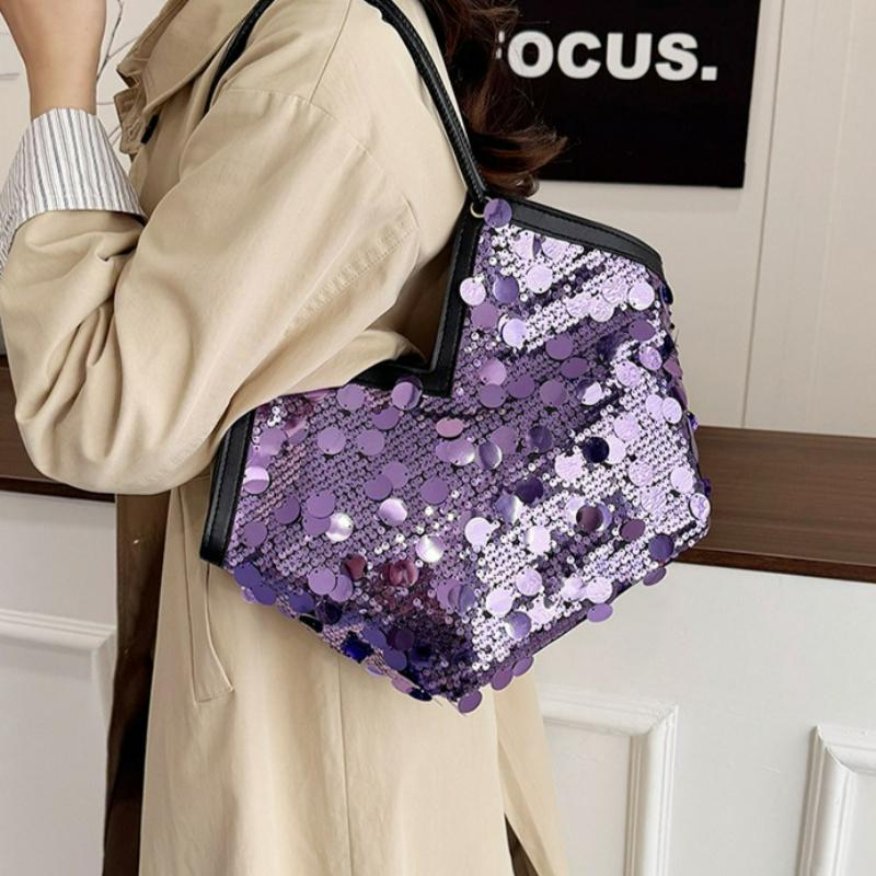 Fashi Shoulder Bag Women Large Capacity Glitter Handle Bag Trendy Crossbody Comfortable and Versatile Texture Commuting Bag