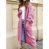 Large-sized Knitted Sweater, Autumn and Winter New Style Loose Pocket Solid Color Long Cardigan for Women