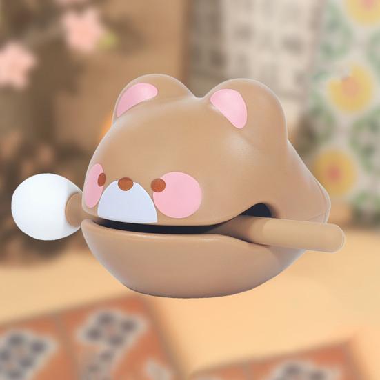 Cartoon Animal Wooden Fish Toy with Hammer Stress Relief Meditation Calming Percussion Instrument Desktop Resin Wooden Fish Decoration