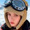 Winter Aviator Pilot Hat Thermal Insulated Ear Flap Windproof Goggle Design for Cycling Outdoor Men Women Cold Weather
