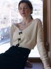 Fabric Seoul Ribbon V Neck Knit Cardigan_Ivory