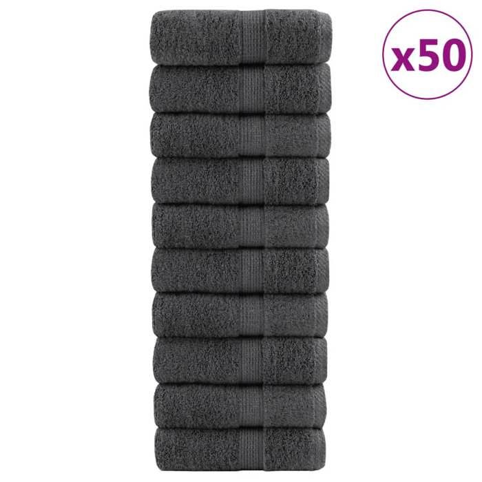 VidaXL Serviettes de toilette premium SOLUND 50 pièces Anthracite 30 x 30 cm 600 g/m² 137151