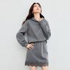 Women's Autumn Knit Sweatshirt & Lace Skirt Set