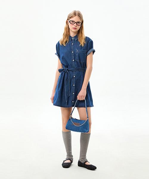 Tamijinseu Chambray Shirt Mini Dress (T32G1Nop13Twt21A5)