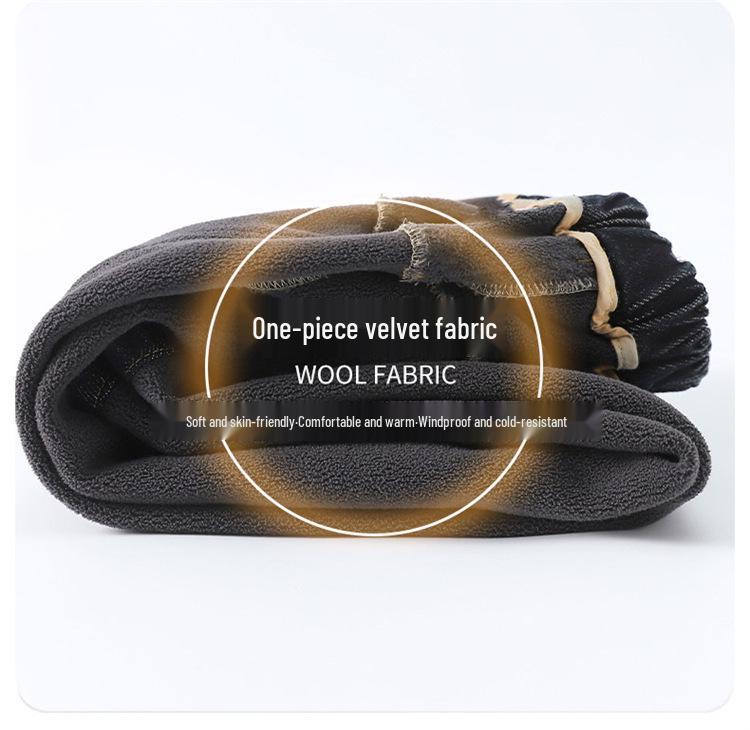 2025 Boys' Plush-Lined Denim Fleece Pants - Winter Wear for Teens and Kids