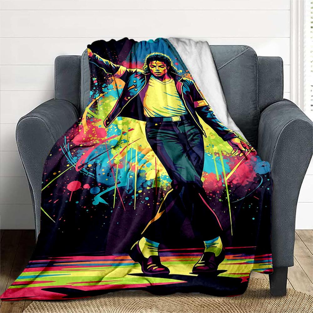 1pc Michael Jackson Outdoor Blanket Lightweight Flannel, Soft & Warm, All-Season Use for Sofa, Outdoor, Camping, Living Room, Office101