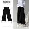 Cotton and Linen Men'sStyle Loose Straight Typants Nine-point Trendy Versatile Summer Thin Style Wide-leg Dad Pants