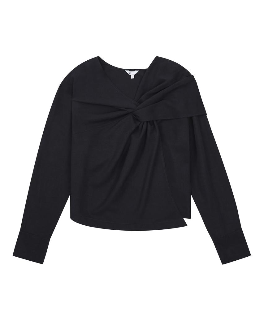HYEYEONG KIM Tencel Interlace Long Sleeve Blouse - Black