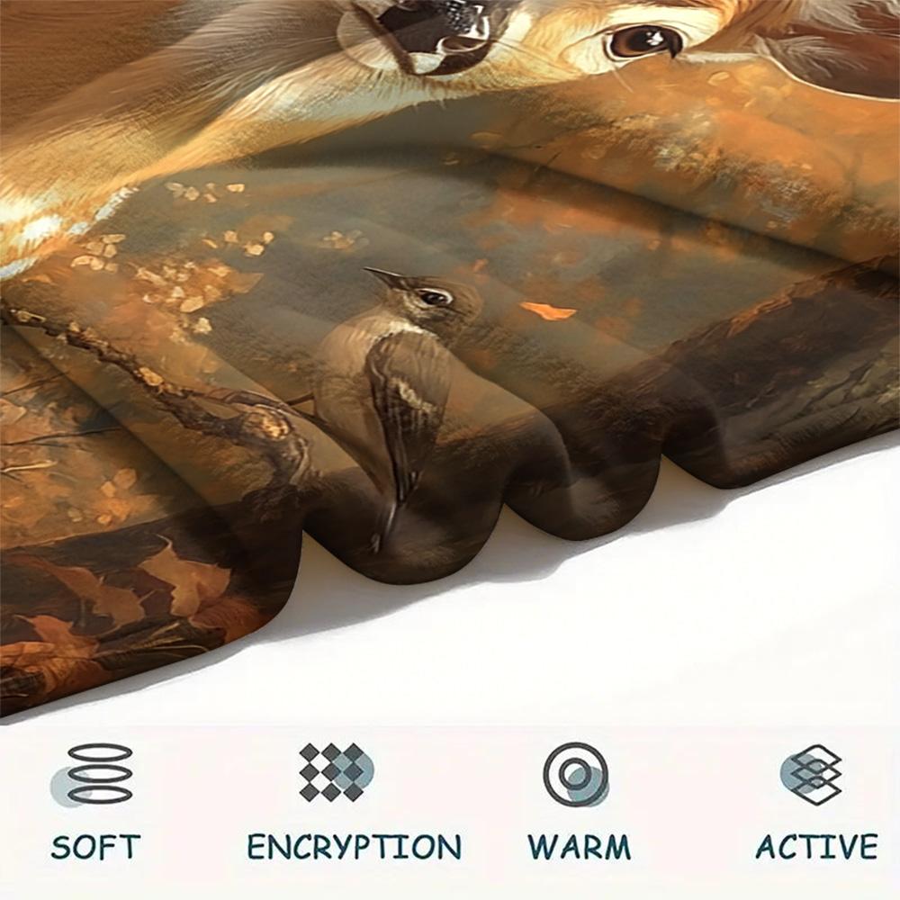 Deer Print Flannel Blanket, High Quality Comfortable for All Seasons, Home Decor, Warmth and Comfort, Perfect for Christmas Gifts