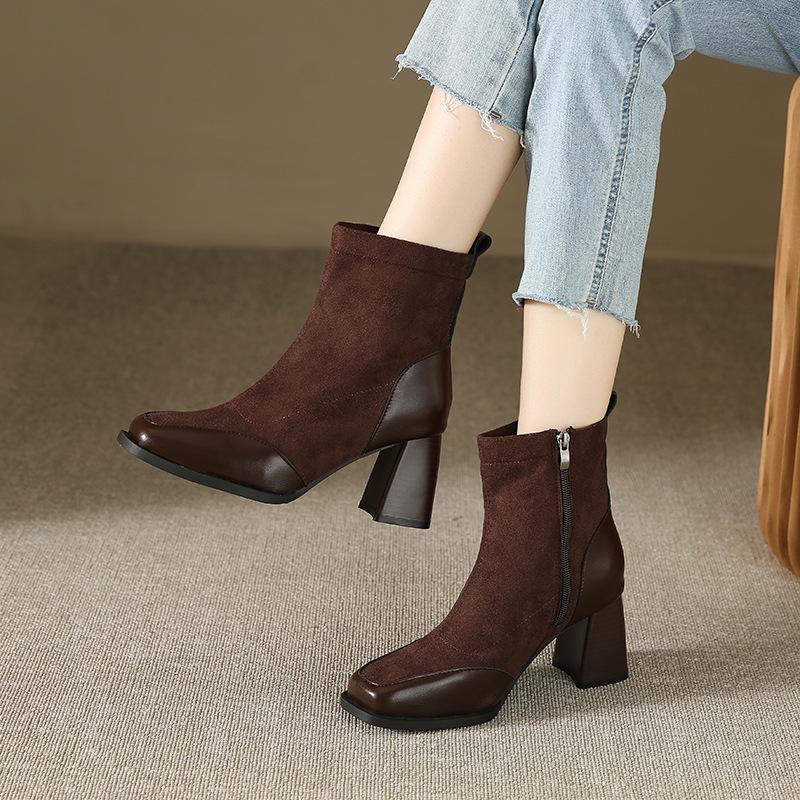 Size 35-42, Large Size Women's Shoes 41 Fat Feet British Style Thick Heel Short Boots Women's Autumn New Fashion Boots Tide