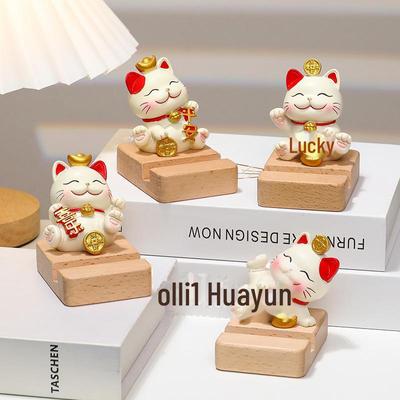 Support de téléphone Chat Porte-bonheur Mignon - Ornement de bureau et Mini cadeau d'anniversaire Chaton