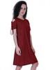 Moomaya Cold Shoulder T-shirt Dress Round Neck Casual Knee Length Summer Dresses For