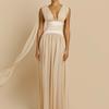 European and American New Pleated Waist Long Elegant Dress Solid Color Dress Waist Skirt Women's Clothing