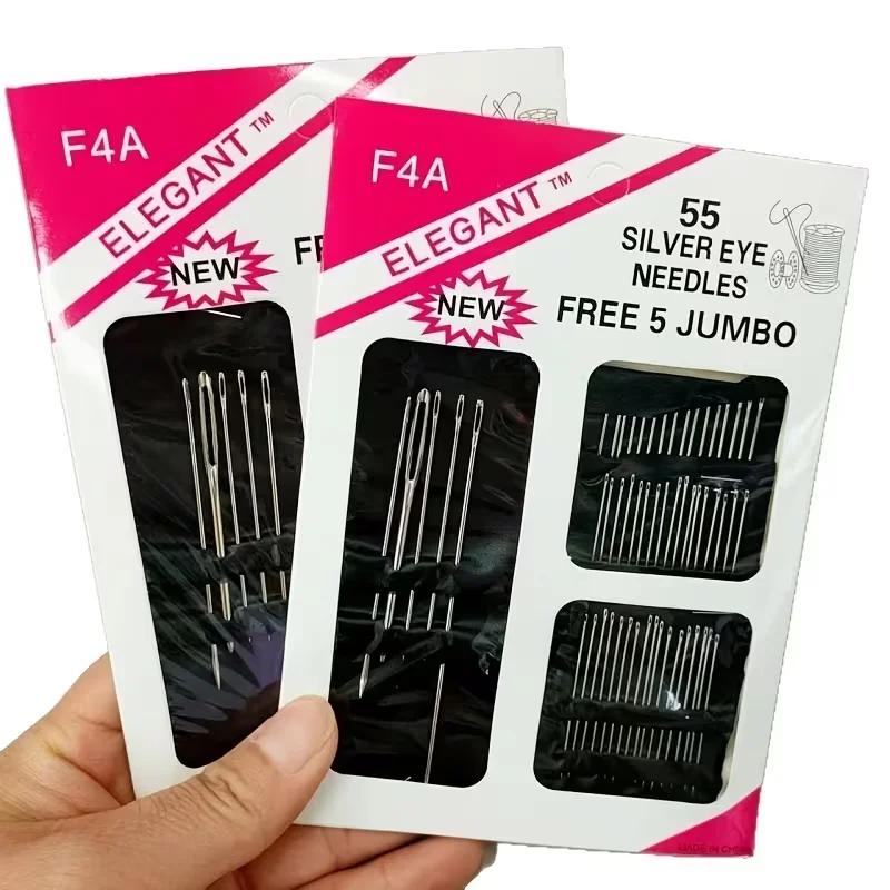 Ensemble d'Aiguilles à Coudre à la Main en Acier Inoxydable Robuste avec Aiguilles à Broder à Œillet Large - Tailles Assorties pour Travail à l'Aiguille, Couture