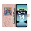 Coque et 2 Verres Trempés - E.F.CONNECTION - pour Xiaomi Redmi Note 14 4G - Cuir PU - Motif Papillon - Rose