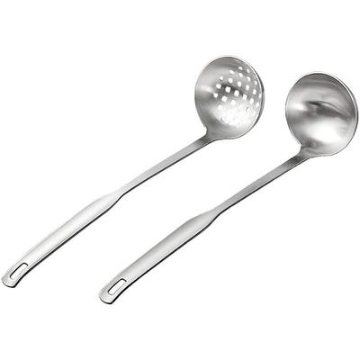 2-teiliges Suppenkelle-Sieb, metallisches Zuckerguss-Besteck, Kochgeschirr, Servierlöffel mit langem Griff, Stahl-Schaumlöffel, Kochutensilien-Set für Hotpot