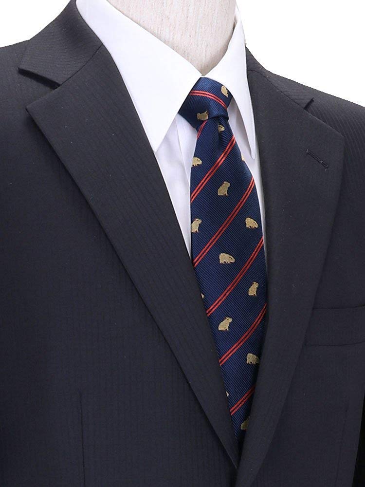COLORATA Capybara Necktie x Silk Jacquard Gift (145 8.5cm / Navy/Striped / 100% / Weave) Animal/Animal