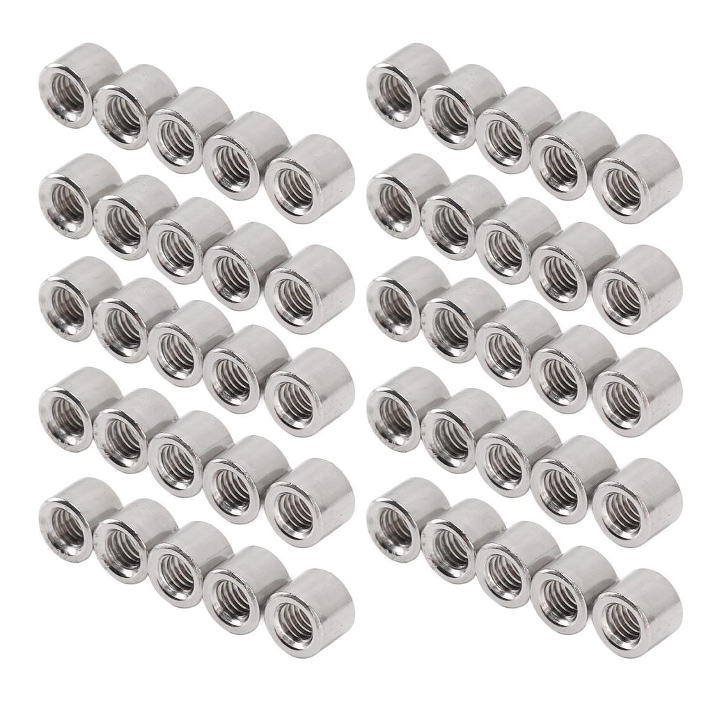 50 Stück Runde Verbindungsmutter Innengewinde 304 Edelstahl M6 Verbindungsmutter für Heimdekoration