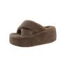 2025 Large Size Spring and Autumn New Thick-soled Fluffy Slippers Wear Simple Fashion Casual Cross Plush Slippers