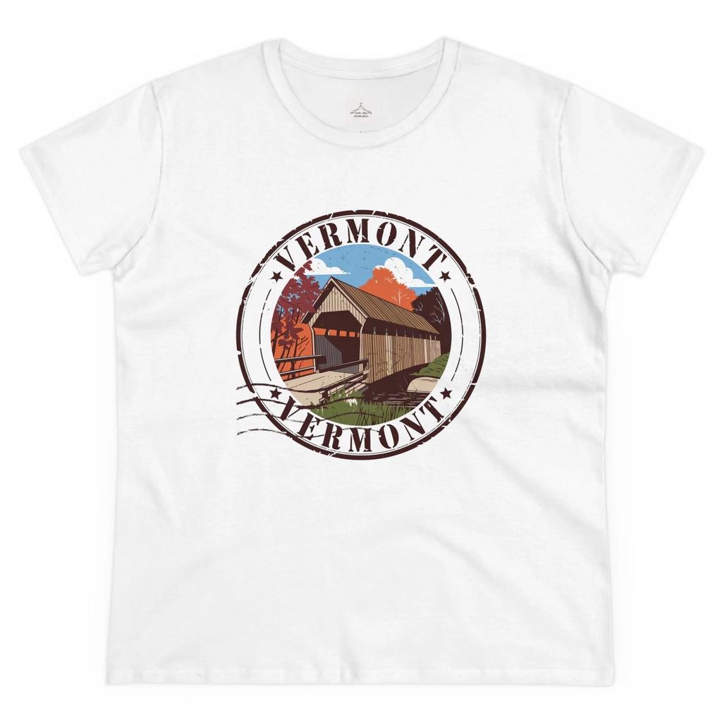 Vermont Scenic Baumwoll-T-Shirt, Rustikales Reisehemd, Herbst-Outfit, Geschenk für die Natur