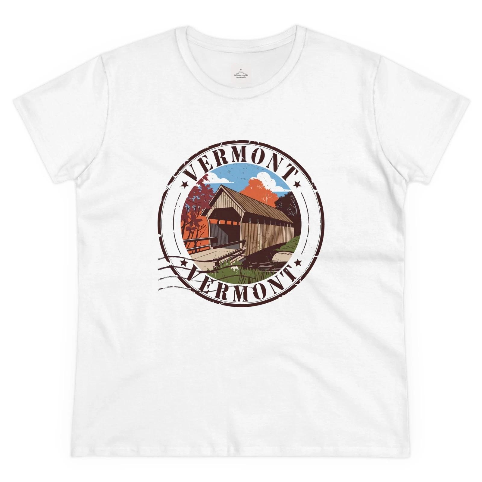 Vermont Scenic Cotton Tee, Rustic Travel Shirt, Autumn Outfit, Gift for Nature S