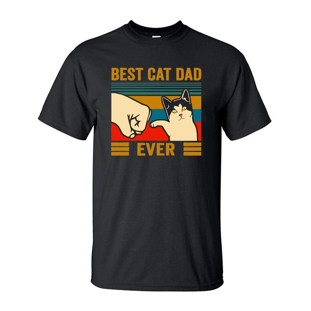 Best Cat Dad Ever Summer T Shirt Cotton Short Sleeve Fashion Cute Streetwear Animal Cats Male Tops Casual Tshirt