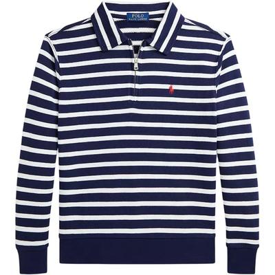 Polo Sweatshirt Ss25 Logo Gestickt Gestreift Halber Reißverschluss Langarm Kinder Sweatshirts Marineblau 323958182-001
