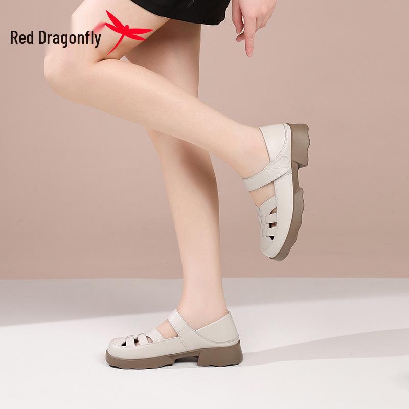 Red Dragonfly Women's 2026 Roman Thick-Soled Genuine Leather Breathable Sandals