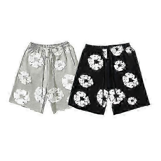 Sommer Herren Shorts Blumenmuster Kordelzug Elastischer Bund Locker Taschen Falten Urlaub Strand Sport Lässig Hauskleidung Kurze Hosen weniger