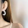 Korean Irregular Pearl C-Shaped Women's Earrings - Niche Design, High-End Cold Style, Super Fairy White