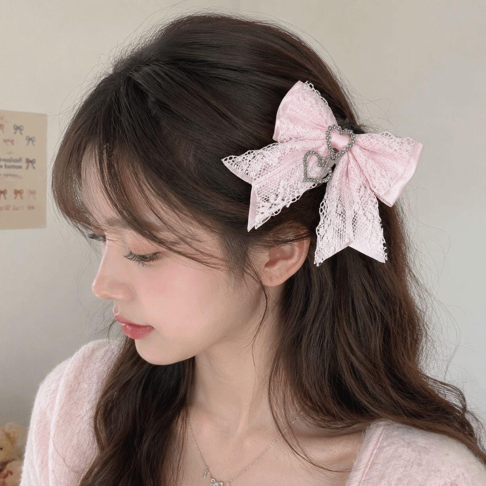 Sweet Hairpin Versatile Women's Barrettes Fashion Lace Bow Hair Clip  Hair Accessories