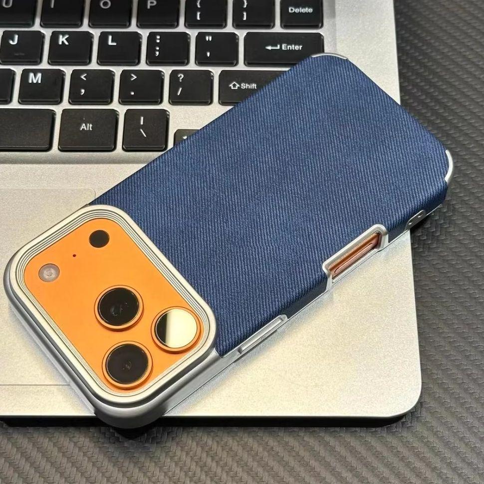 Luxury Jeans Fabric Soft Plating Case for iPhone 17 Air 16 15 14 Plus 13 12 11 Pro Max Shockproof Bumper Fabric  Cover Capa