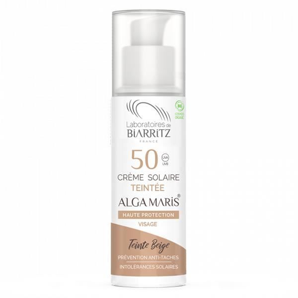 Crème Solaire Teintée - Laboratoires de Biarritz - Alga Maris - SPF50 - 50ml - Bio