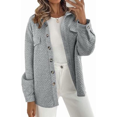 Jaqueta Leve Feminina de Primavera e Outono Cor Sólida Bolso Diamante Manga Longa Casual com Lapela