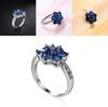 Elegant Blue Flower Shaped Ring For Women With Silver Topaz Detailing In Fashionable Style