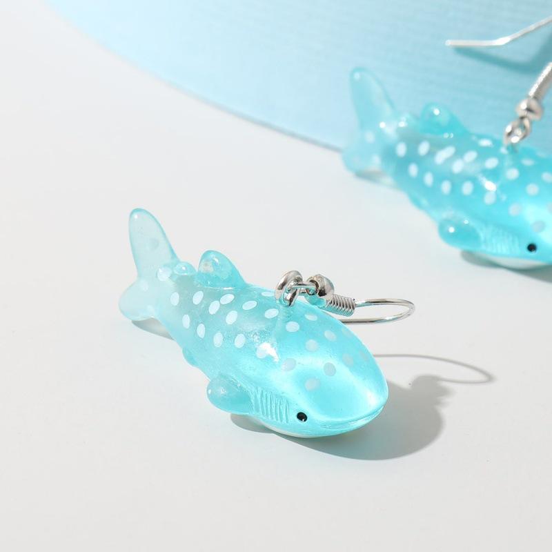 Summer Beach Blue Ocean Dolphin Earrings for Women