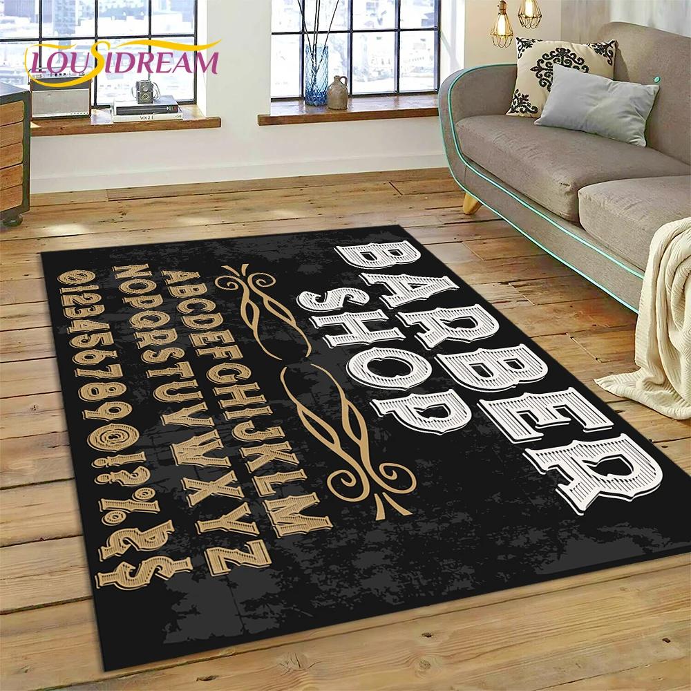 Módní logo holičství Lebka Vintage Koberec Kobereček pro Ložnici Obývací Pokoj Domácí Dekorace Pohovky, Dětská Hra Velká Dekorační Podložka na Podlahu