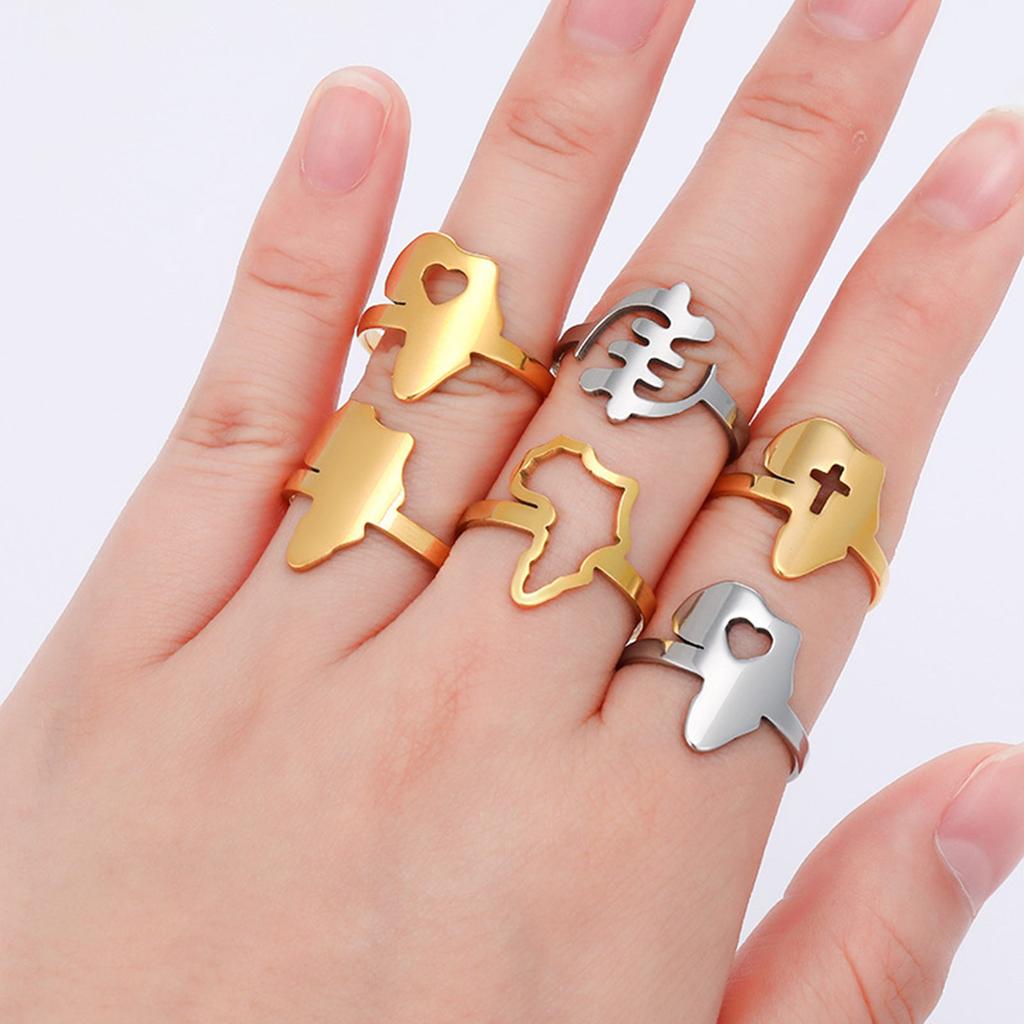 Minimalist Africa Map Ring Personalized Africa Outline Finger Ring Ethnic Africa Unique Rings for Fashion Enthusiasts