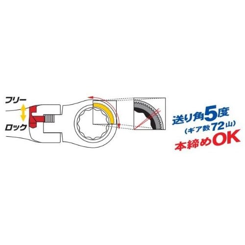 Suekage Tools Pro-Auto Flex Lock Gear Wrench, 17mm, FLG-17