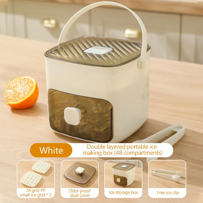 Pressed Ice Cube Mold Ice Tray With Lid For Home Refrigerator Homemade Ice Cube Storage Box