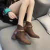 Fashion Fashionable Zipper Design Round Toe Women's Short Boots 2024 Winter Suede Thick High Heels Large Size Pin Buckle Fashion Boots