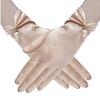 Pearl Decorative White Satin Bridal Gloves Wrist Length Women Silk Gloves  Ladies