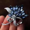Elegant Vintage-Inspired Multi-Layer Rhinestone Brooch with Blue Gemstones & Sparkling Crystals – Chic Floral Design for Women, Perfect for Parties