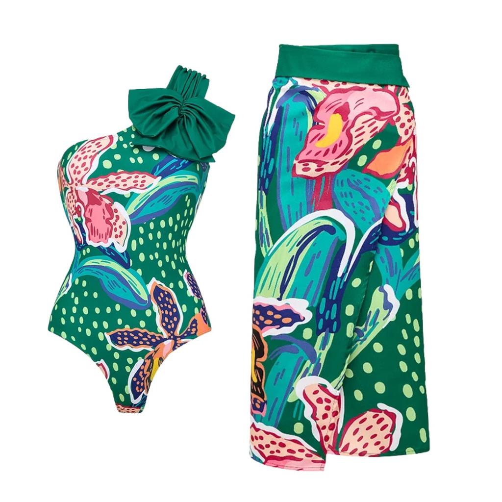 1011 European and American bikini new abstract printing high waist split swimsuit suit female explosion 11111