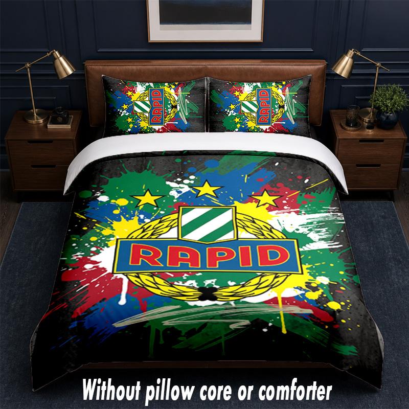 Rapid Wien FC Design Bed Bedding Set 1 Duvet Cover + 2 Pillowcases Soft Breathable Household Bed Linens