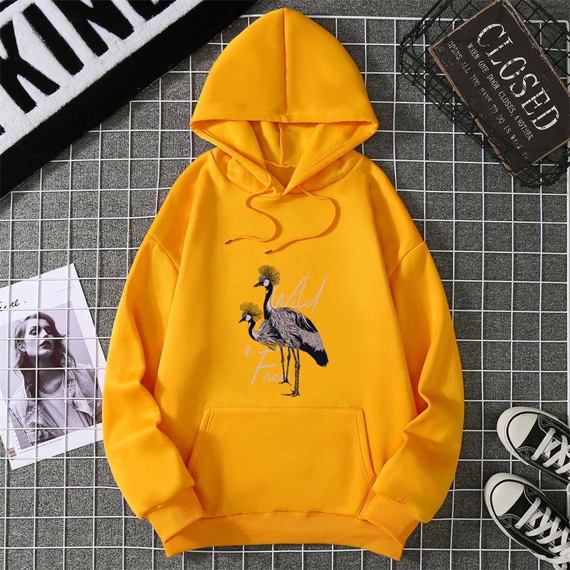 Autumn Winter Women's Thickened Fleece Hoodie Casual Long Sleeve Outerwear Printed Sweatshirt Comfortable Streetwear